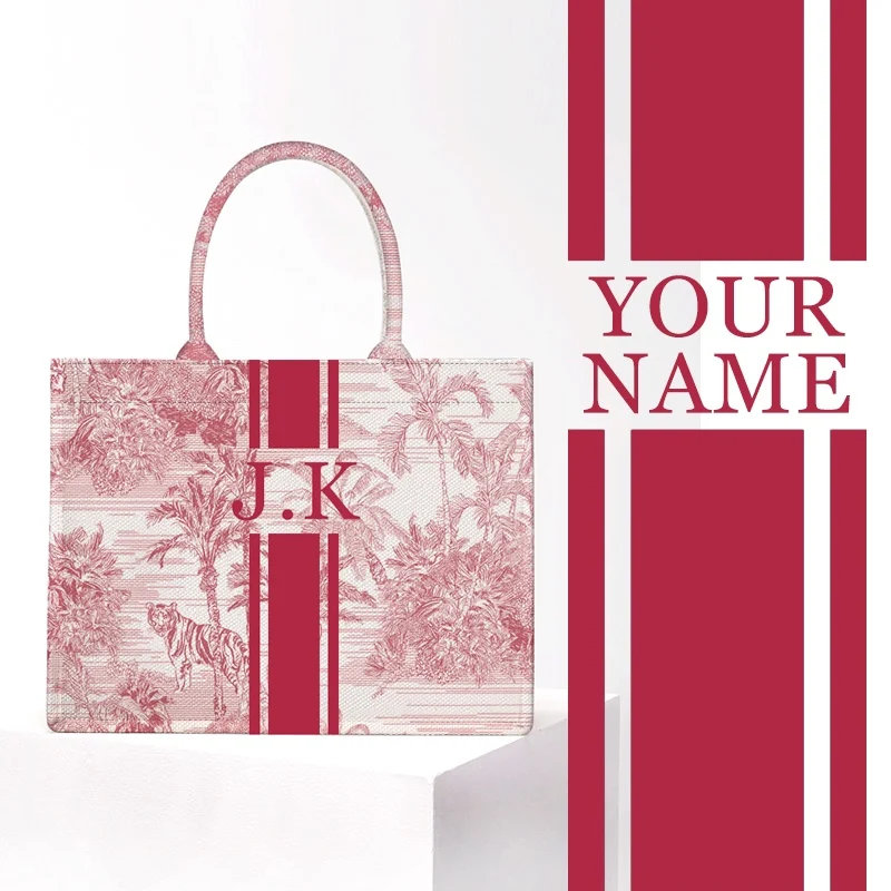 Personality American Style Trends Stripe Printing Women's Handbag Customizable Letters Canvas Tote Beach Bag Wedding Gift 1