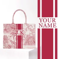 Personality American Style Trends Stripe Printing Women's Handbag Customizable Letters Canvas Tote Beach Bag Wedding Gift 1