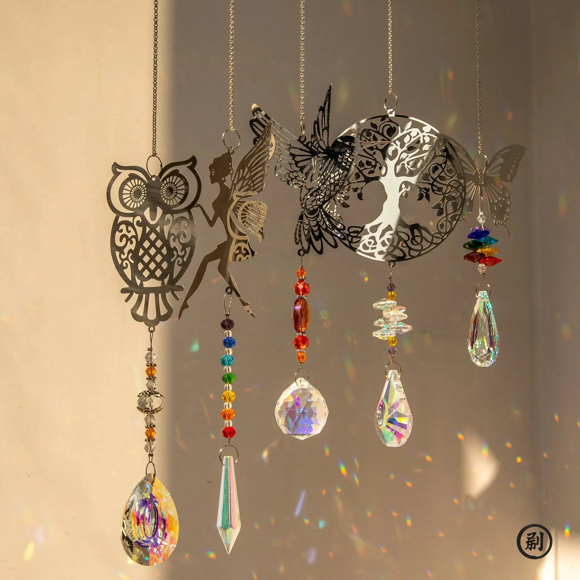 Crystal ornament Crystal Sun Catcher Prisms Hanging Rainbow Chaser Window Wind Chime Tree of Life Home Decoration Car Art Hanging Pendant