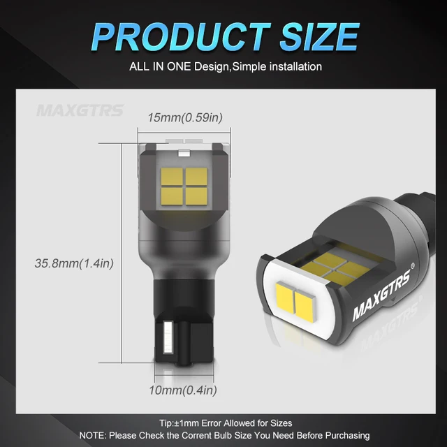W16W T15 LED T16 Bulb Canbus Error Free Backup Reverse Led 921 912 LED Bulbs Car Lights Brake Lamp Stop Light Xenon White DC12V 3