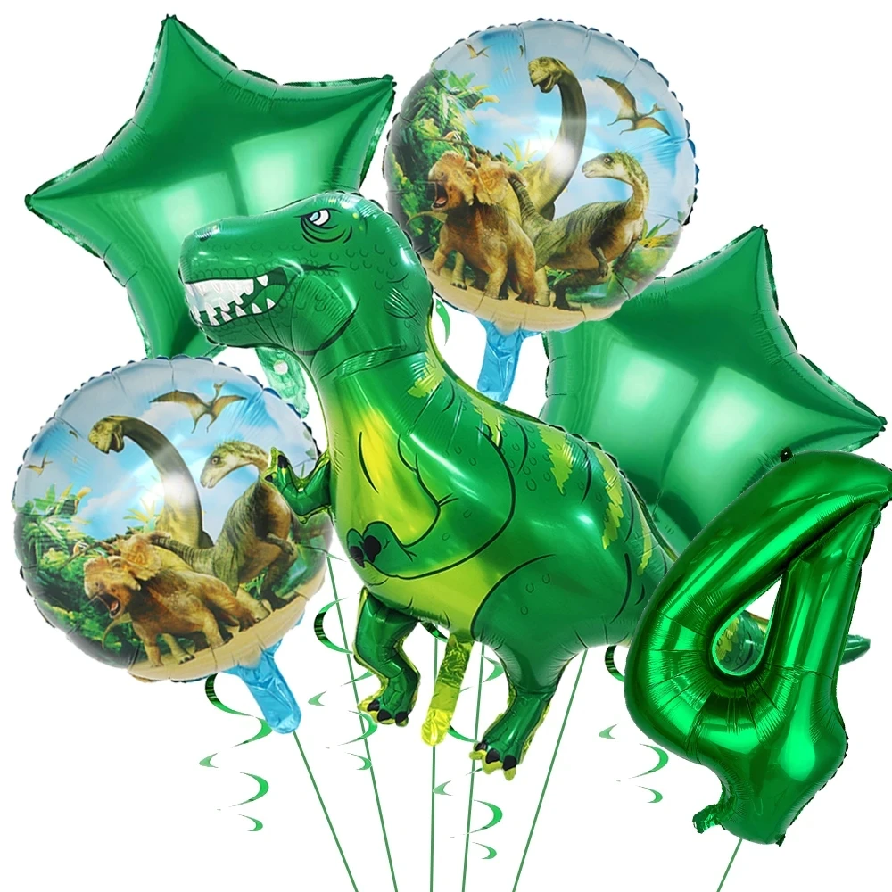 Dinosaurier-Luftballons Happy Birthday Party Dinosaurier-Zahlen-Stern-Folienballons-Set Geeignet für die Dekoration von Dschungel-Partys und Spielzeug – Detail 5