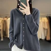 Fall/Winter 2024 New 100% Merino Sweater Women's Hooded Cardigan Loose Sweater Long Sleeve Button Knitted Sweater Jacket 4