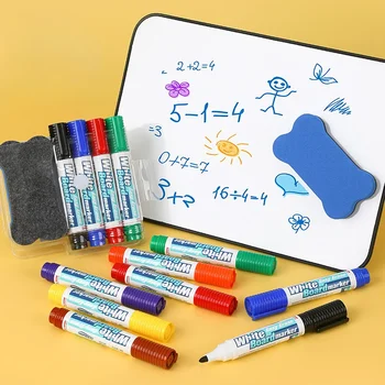 Pennarelli per lavagna da 4-8 colori con gomma magnetica per lavagna Pennarelli da disegno lavabili ricaricabili colorati per uso scolastico in ufficio