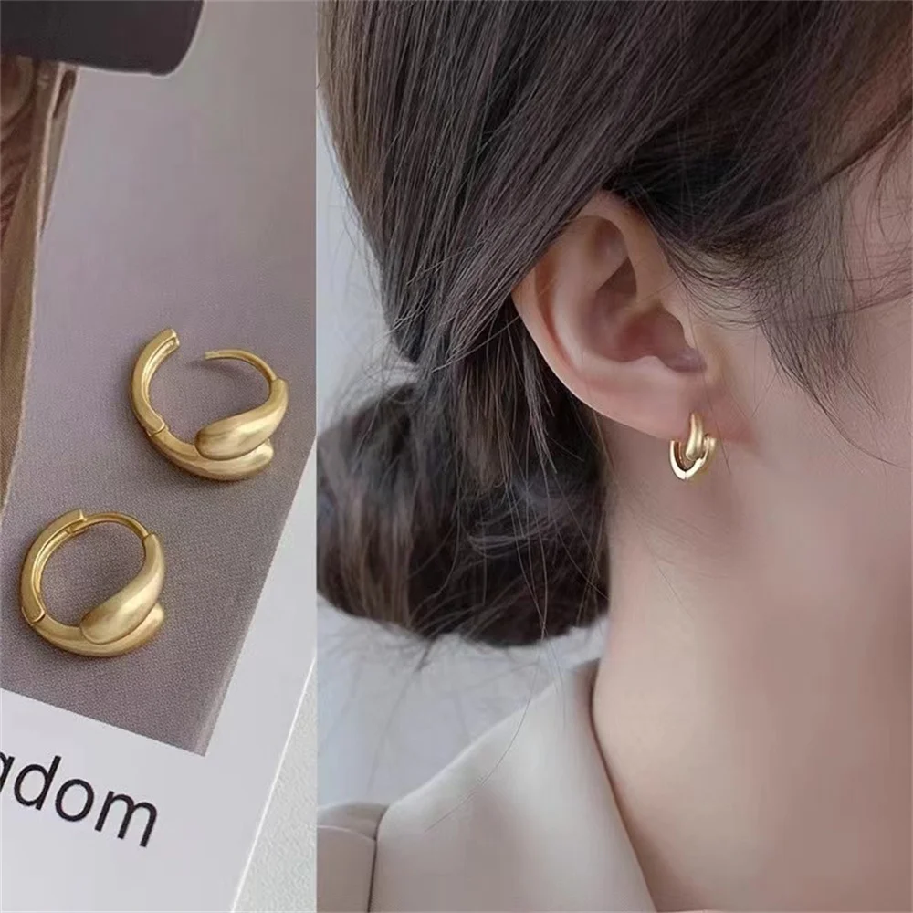 Geometric Drop Earrings Matt Gold Color Staggered Irregular Water Drop for Women