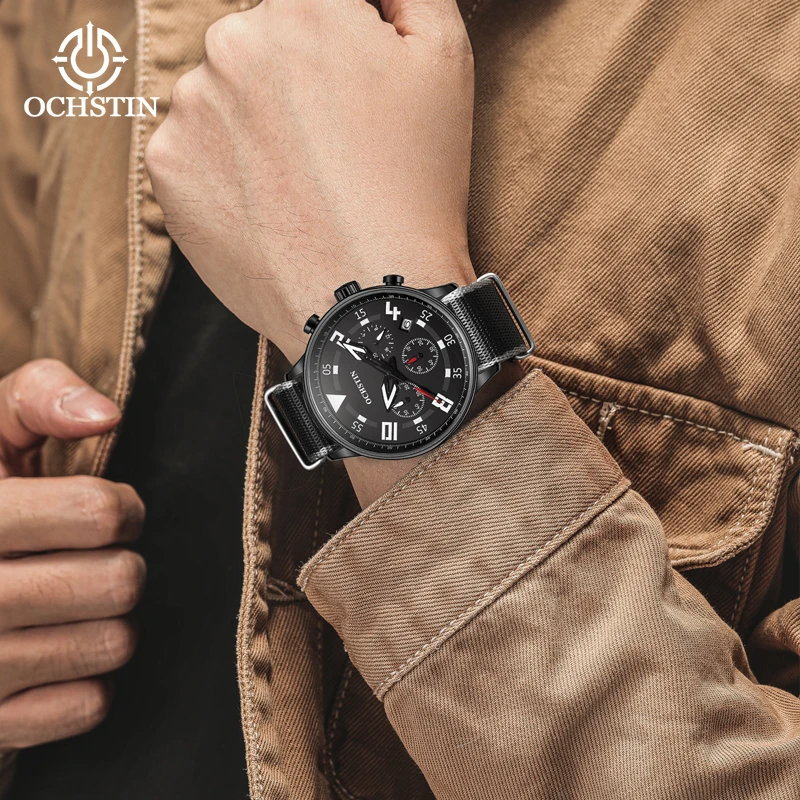 New ochstin2024 innovative nylon series fashionable and comfortable multi-function quartz movement watch men's quartz watches