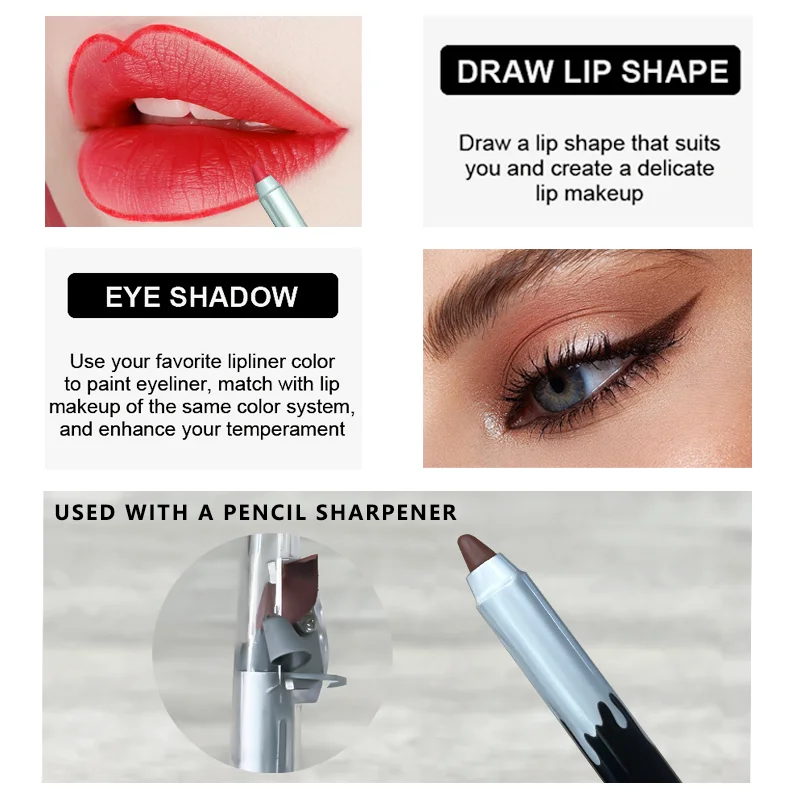12Pcs/Set Waterproof Pencil Lipstick Set Pen Matte Lip Liner Long Lasting Makeup Pens Easy to Wear Non-stick Cup Cosmetics Kits 5