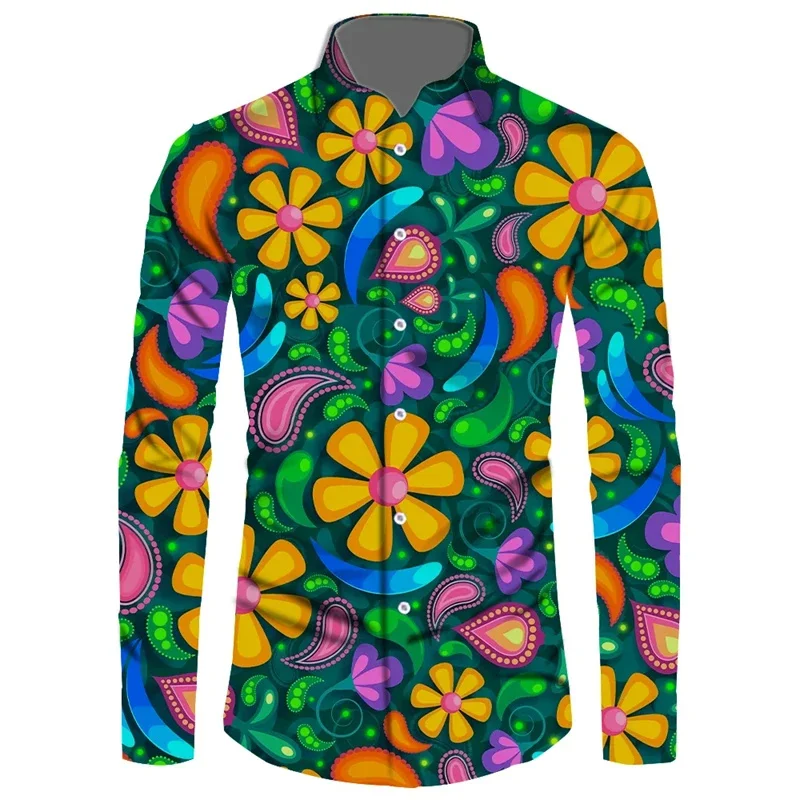 

Autumn Harajuku 3D Paisley Cashew Flower Printed Long Sleeve Shirts For Men Kid Fashion Streetwear Blouses Cool Long Sleeves Top
