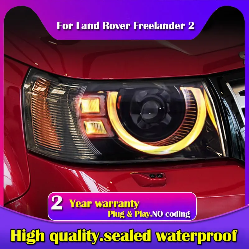 

New LED Headlight Front Headlamp 2010-2014 For Land Rover Freelander 2 Upgrade To Defender Style Car Accessories Light Assembly