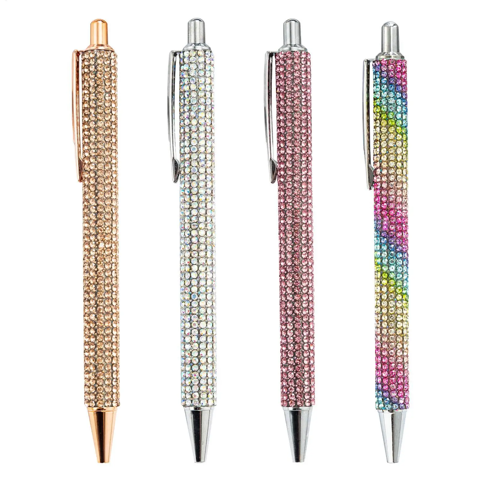 Kugelschreiber Perle Strass Kugelschreiber Einziehbare Tinte Strass Stift Luxus Strass Niedlich Roségold Metall Briefpapier – Detail 1