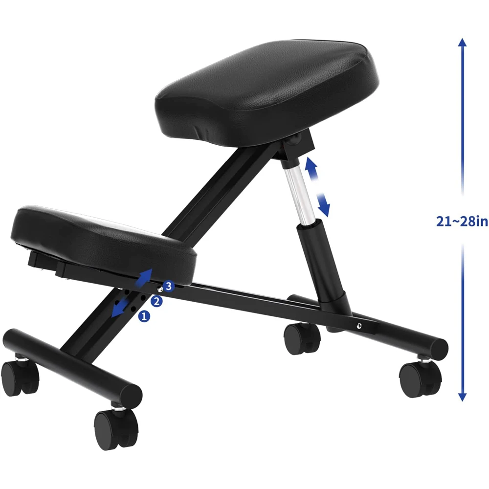 Ergonomic Kneeling Chair - Home Office Desk Stool for Back Posture Support, Comfortable Cushions, Angled Seat, Wheels, Rolling