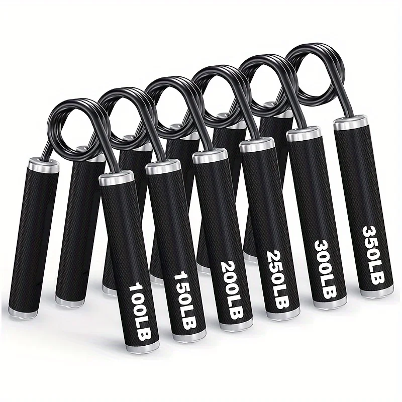 

(Черный) 4 упаковки, 50-200 фунтов/6 пакетов, 100-350 фунтов, резиновый металлический усилитель ручки, Нескользящие упражнения на предплечье