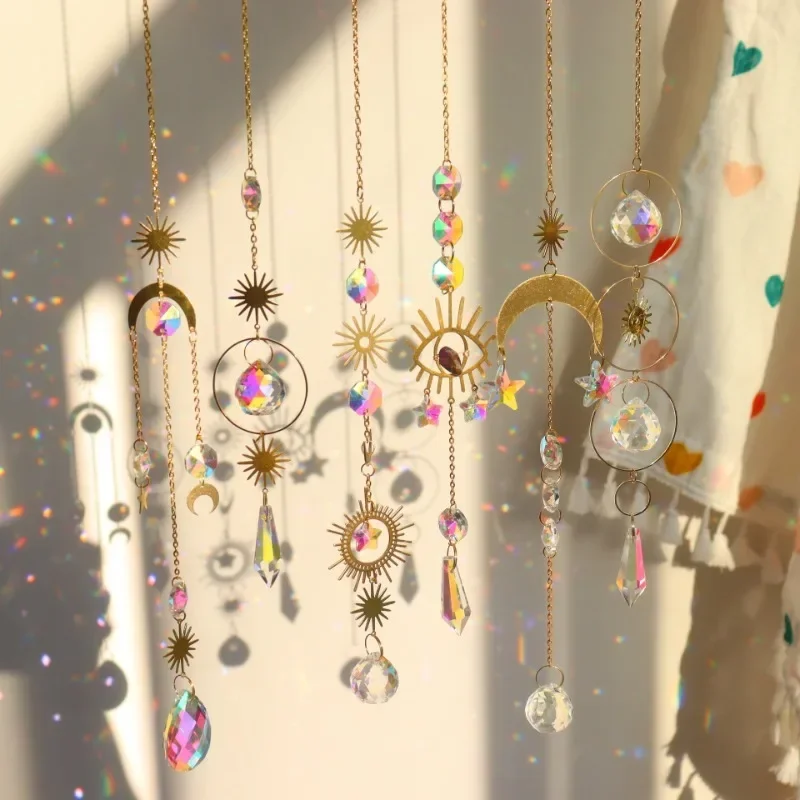 

Sun Moon Stars Prism Beads - Exquisite Rainbow Suncatcher for Garden and Windows
