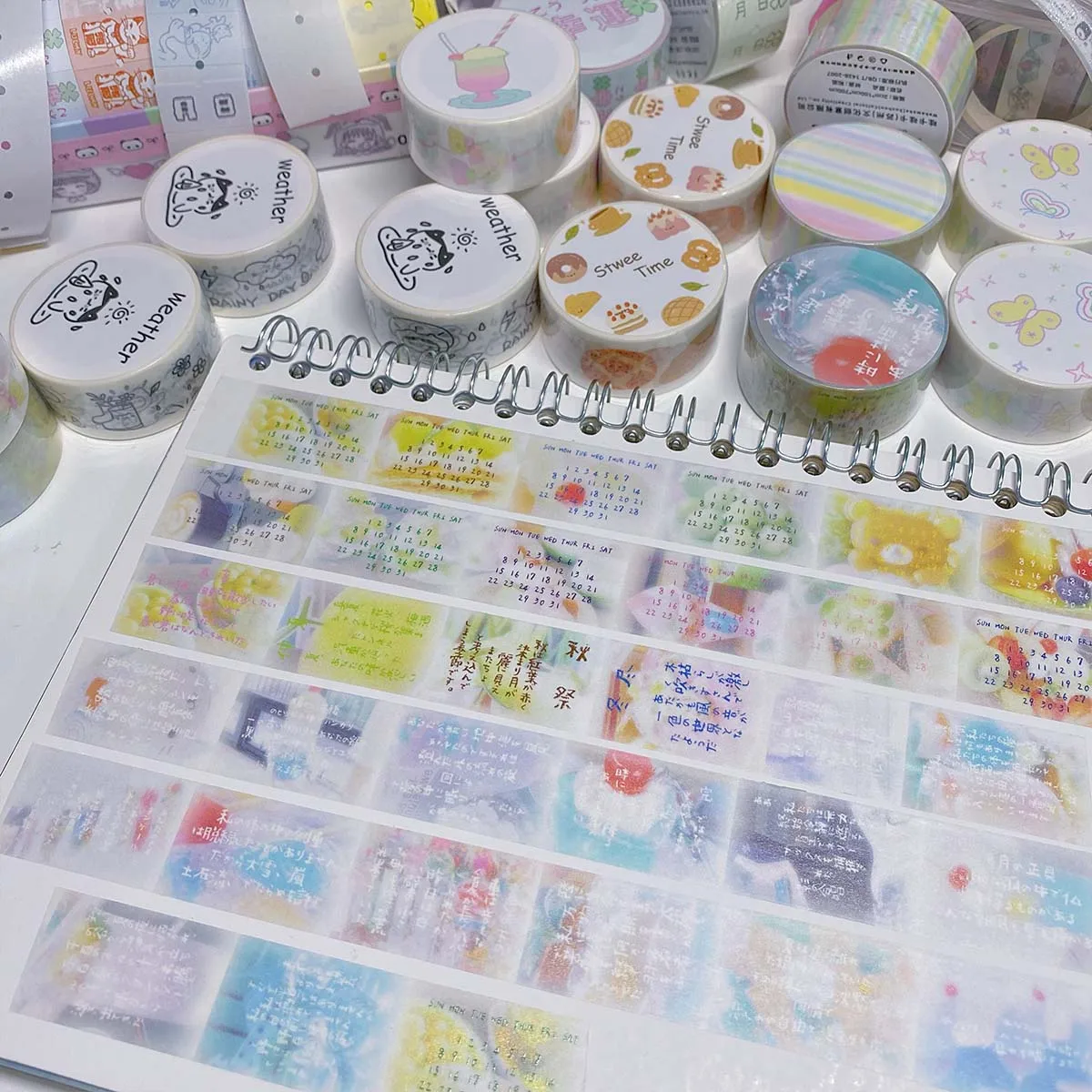 Scrapbooking Materials Washi Tape Dessert Food Deco Masking Tapes Calendar Stickers Diy Arts Crafts Album Journal Planner 2