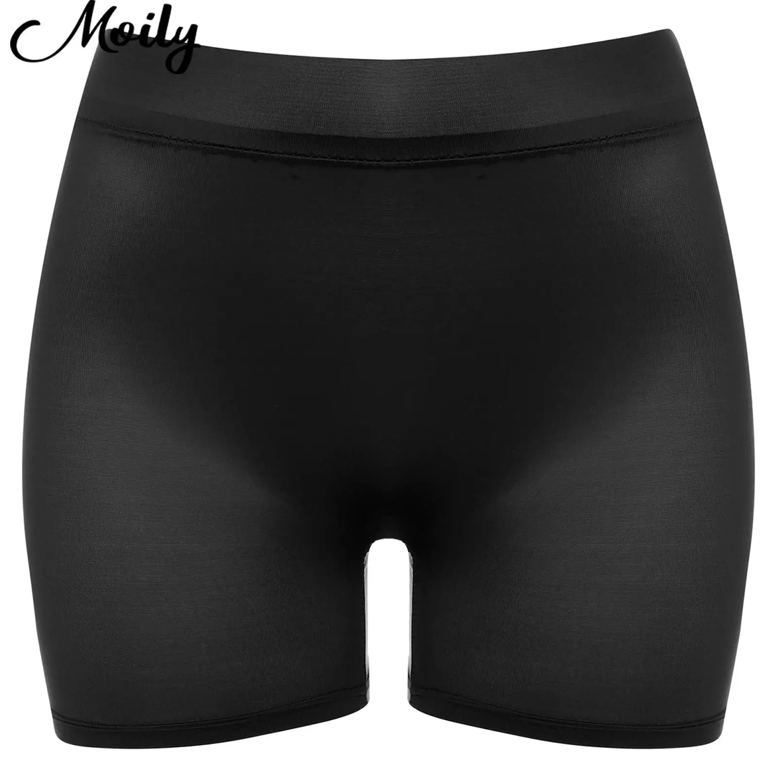 

Womens Semi See-through Shorts Glossy Stretchy Boyshort Low Rise Short Pants Underwear Nightwear Woman's Shorts Casual Clothes