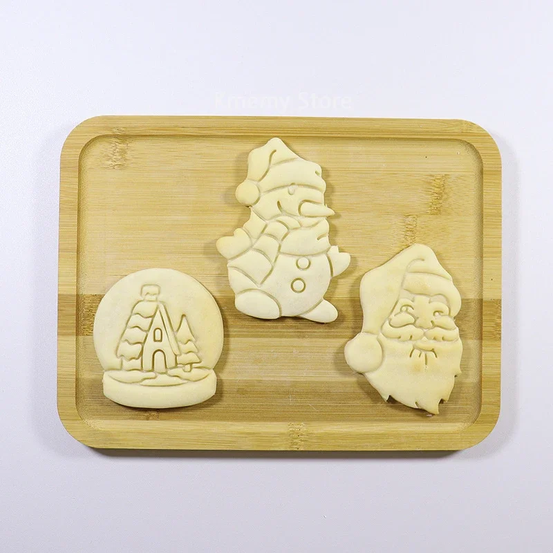 Festive Christmas Cookie Embosser Mold with Cartoon Designs
