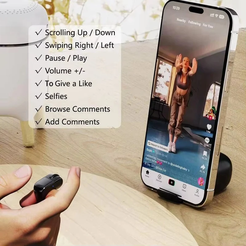 터치패드와 스크롤 휠이 있는 범용 블루투스 링 마우스 2.4G+BT PPT 전자책 페이지 넘김 기능 PC 노트북용-A86Z