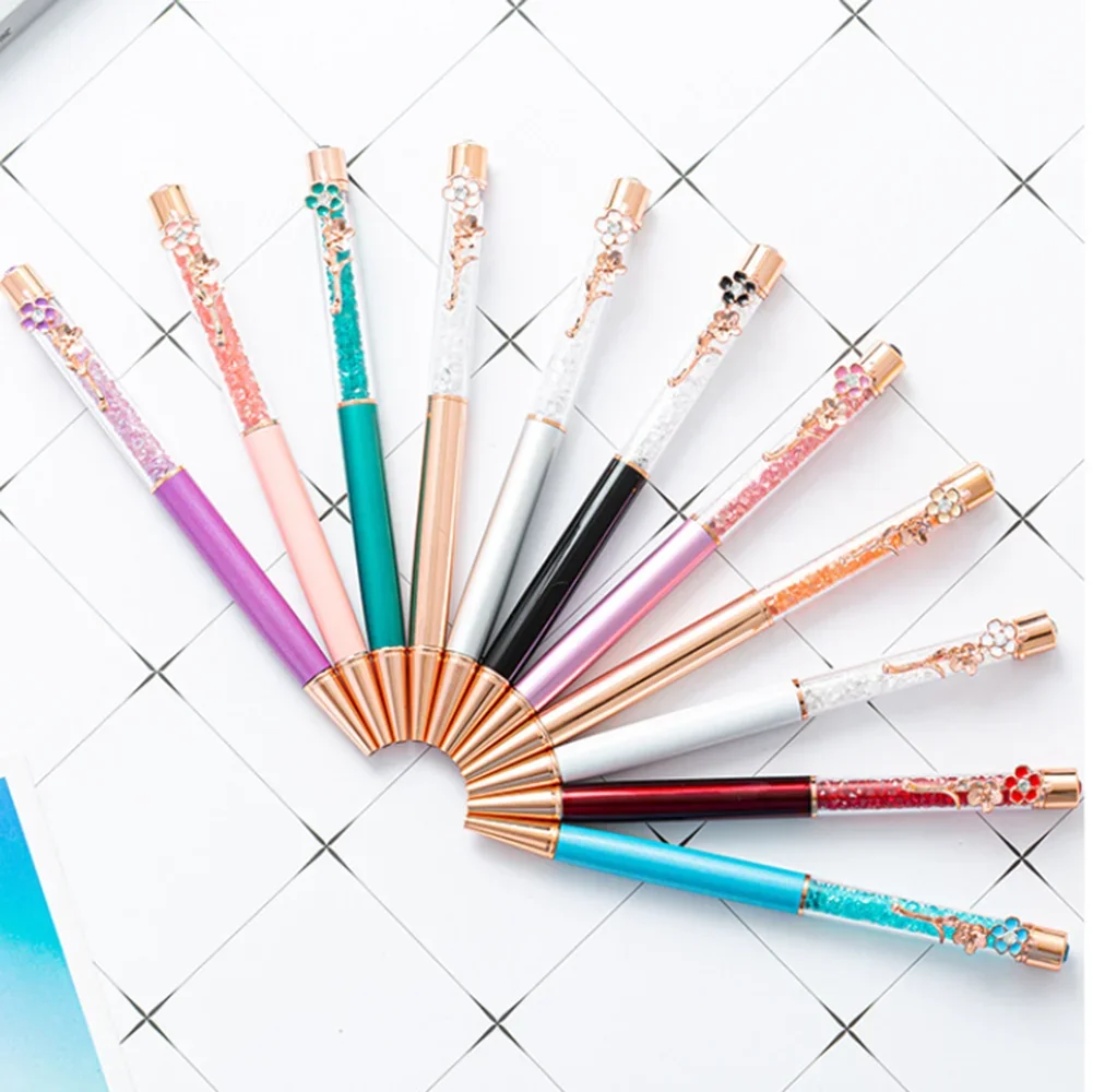 Creativity Colour Flower Quicksand Oil Ballpoint Pen Student Writing Pens Stationery Office School Supplies