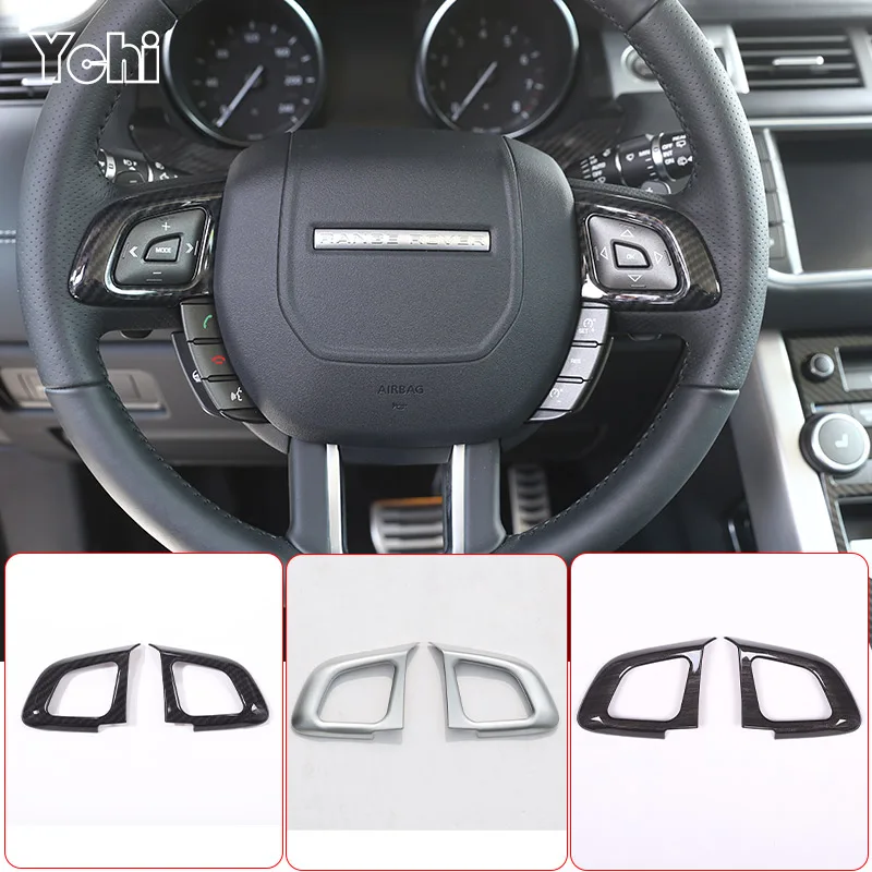 

For Land Rover Range Rover Evoque 2011-2017 ABS Chrome/Carbon Fiber Car Steering Wheel Button Frame Cover Trim Accessories