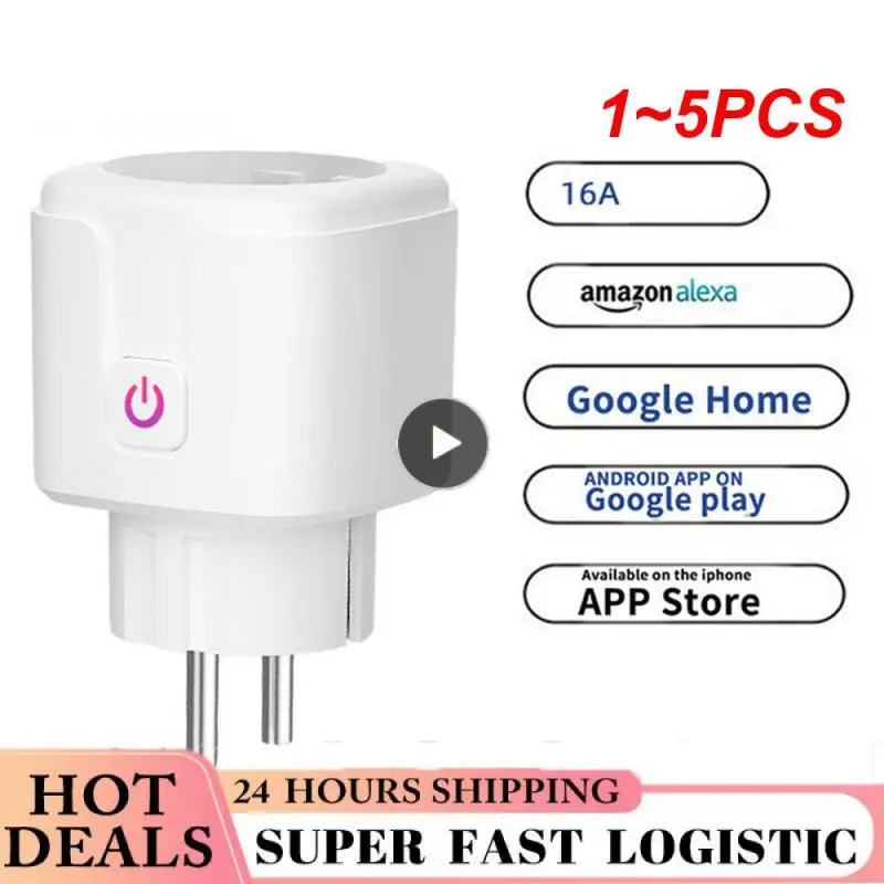 

1~5PCS Smart WiFi Plug Adaptor 16A Remote Voice Control Power Monitor Socket Outlet Timing Function work with Alexa Home