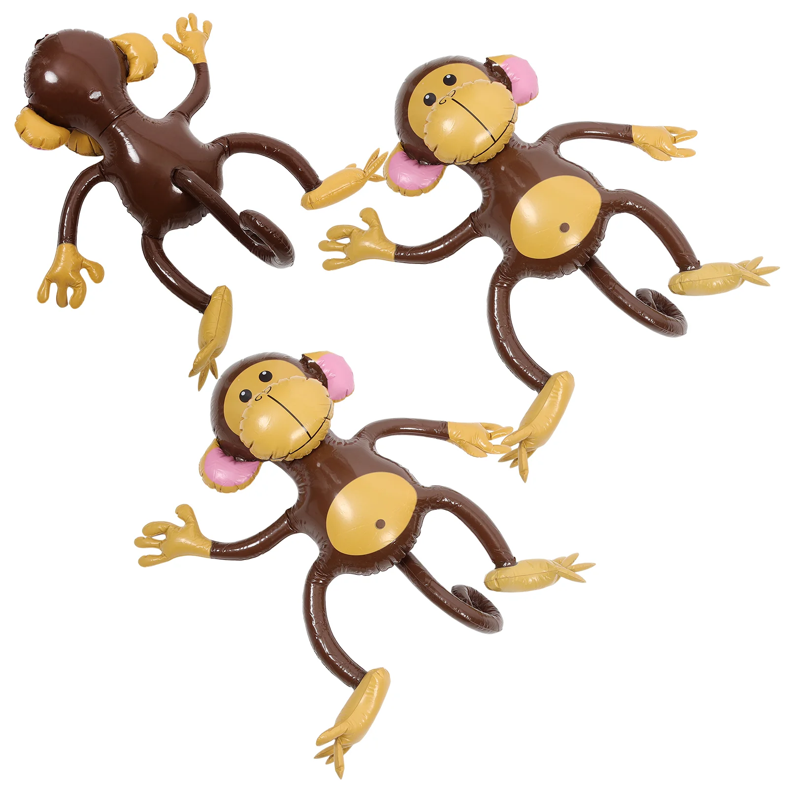 

3 Pcs Toy Inflatable Monkey Balloons Plastic Cartoon Pet Toys PVC Birthday Supplies Classroom Decor Child