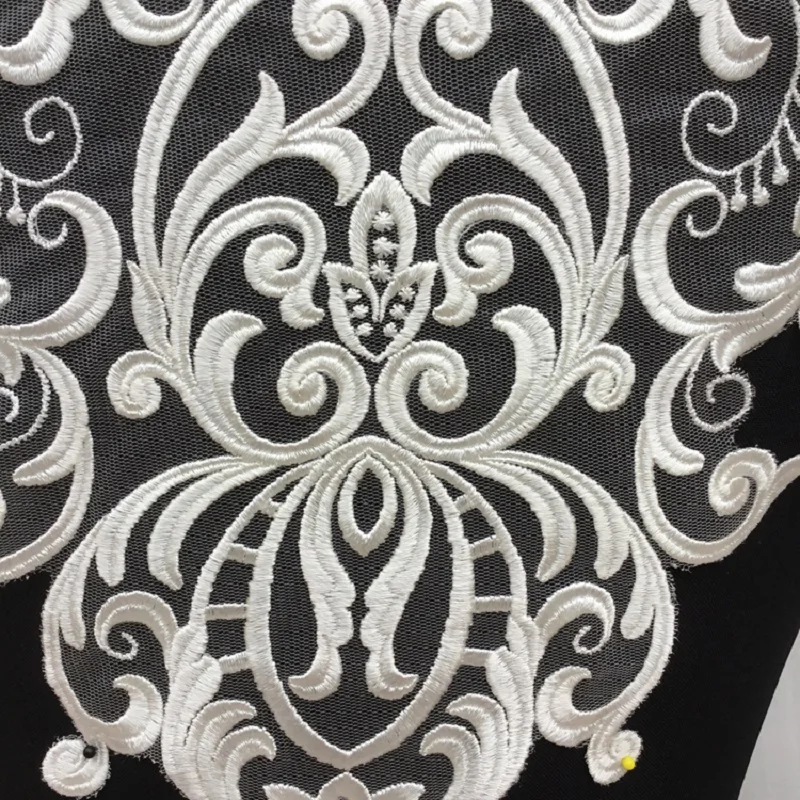 Französische Spitze handgemachte Ganza Hochzeitskleid Applikation DIY Braut Kopfschmuck weiß schwarz rot Spitzenkragen Spitze Stoff Patch – Detail 4