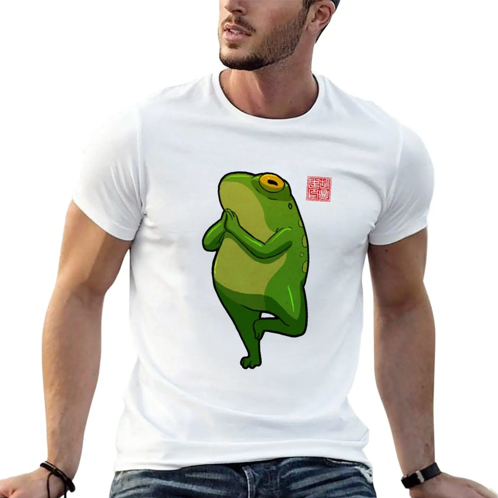 

New yoga frog tree pose vrikshasana T-Shirt Tee shirt Anime t-shirt cute clothes new edition t shirt men t shirts