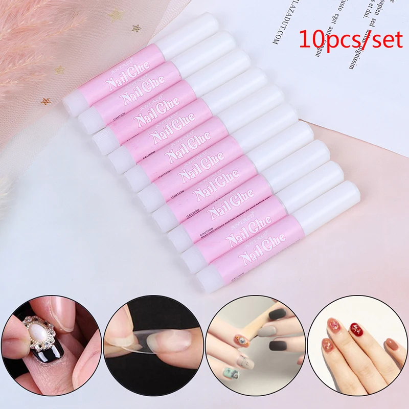

10Pcs/Set Mini Beauty Nail Glue False Art Decorate Tips Acrylic Glue Nail Accessories False Nail Extension Glue Colle Faux Ongle