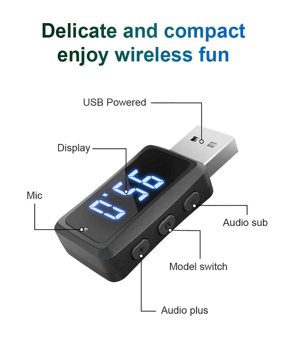 Wireless Bluetooth Car FM Transmitter with LED Display & Hands-Free Calling System