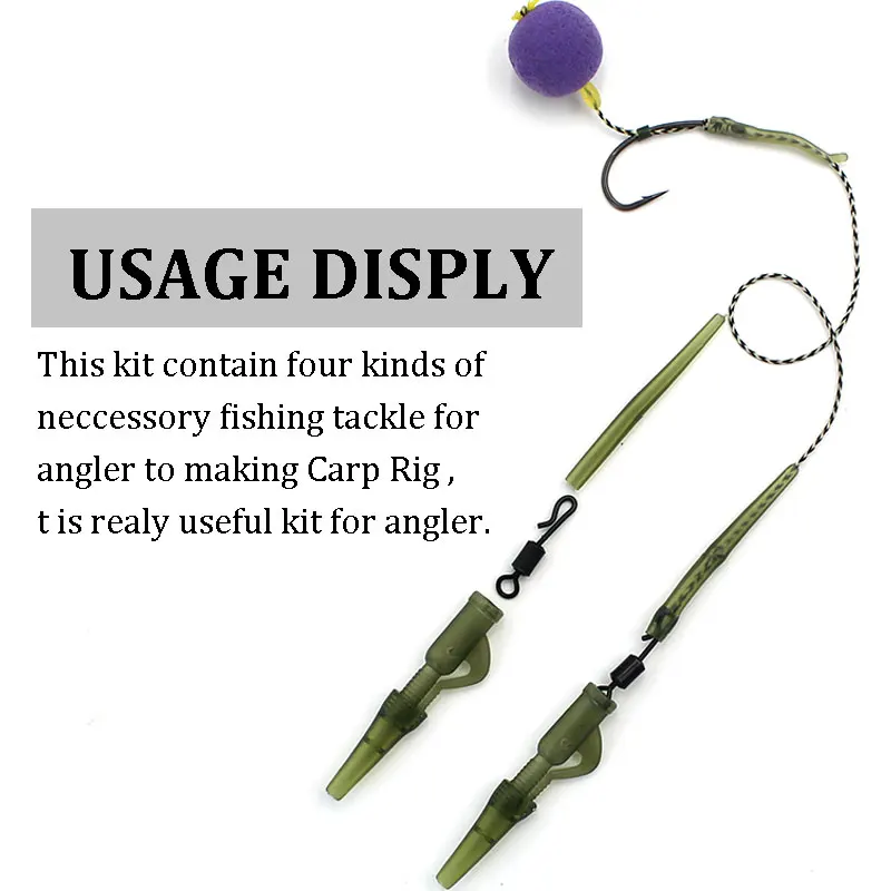 40PCS Carp Fishing Rigs Kit Carp Fishing Accessories Anti Tangle
