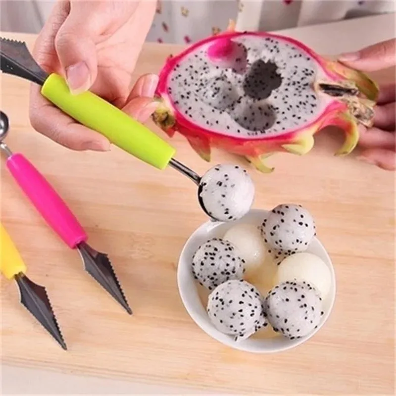 Creative Fruit Carving Knife Watermelon Baller Ice Cream Dig Ball Scoop Spoon Baller Diy Assorted Cold Dishes Tool 1PC melon baller melon scoop ice cream spoon
