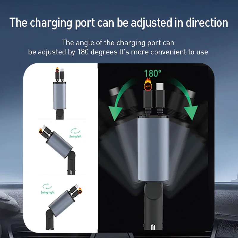 5 IN 1 Car Charger USB C Cable For IPhone Huawei Samsung With Ambient Lighting C