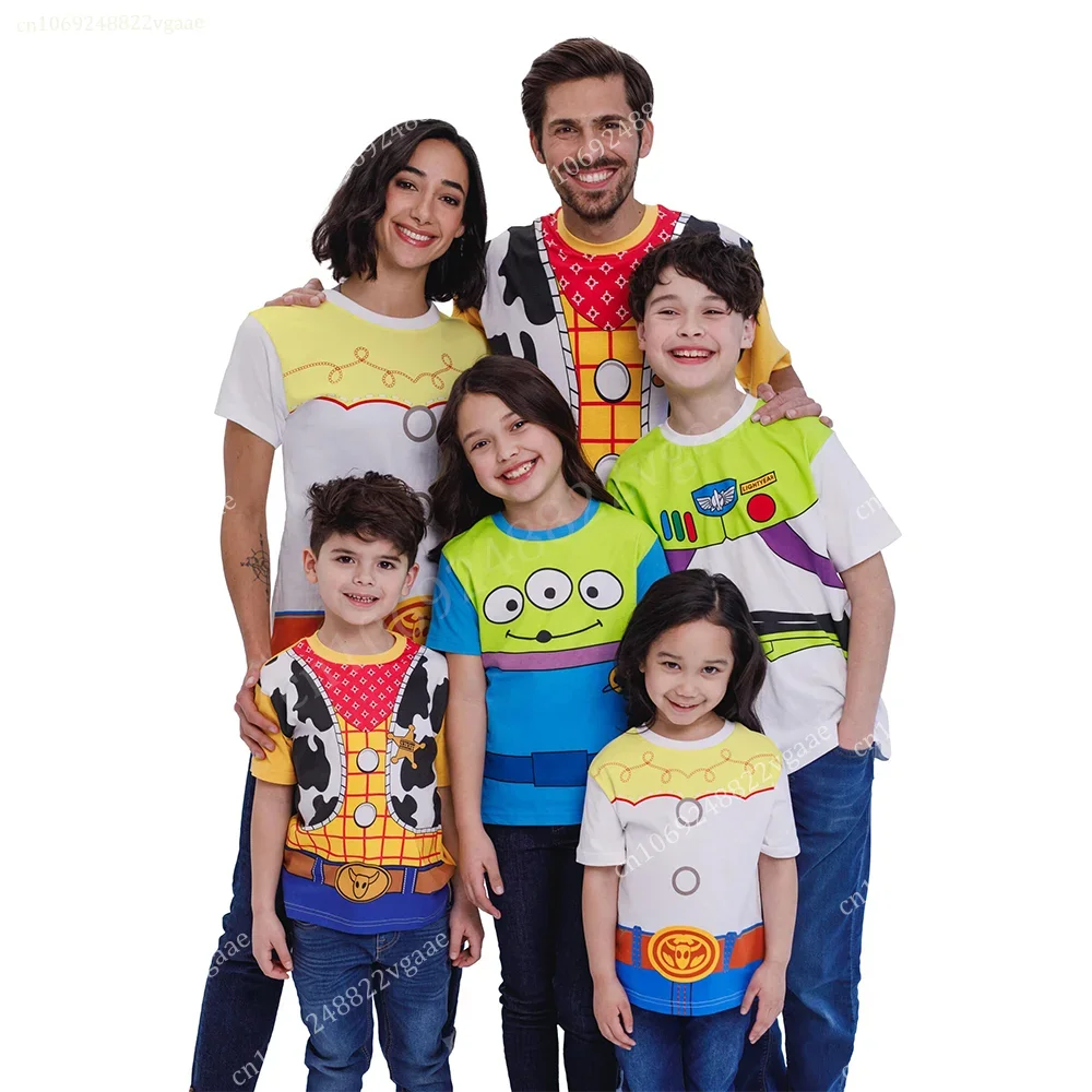 Toy Story Woody Buzz Lightyear Matching Family Cosplay T-Shirt Top Tee Family Clothes Costume Streetwear Men Women Boys Girls 2