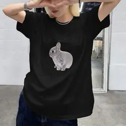 Vintage Cute Rabbit Graphic Women's Casual T - Shirt - 90s Kawaii Style with Fun Text Print - S (DM5029 - black)