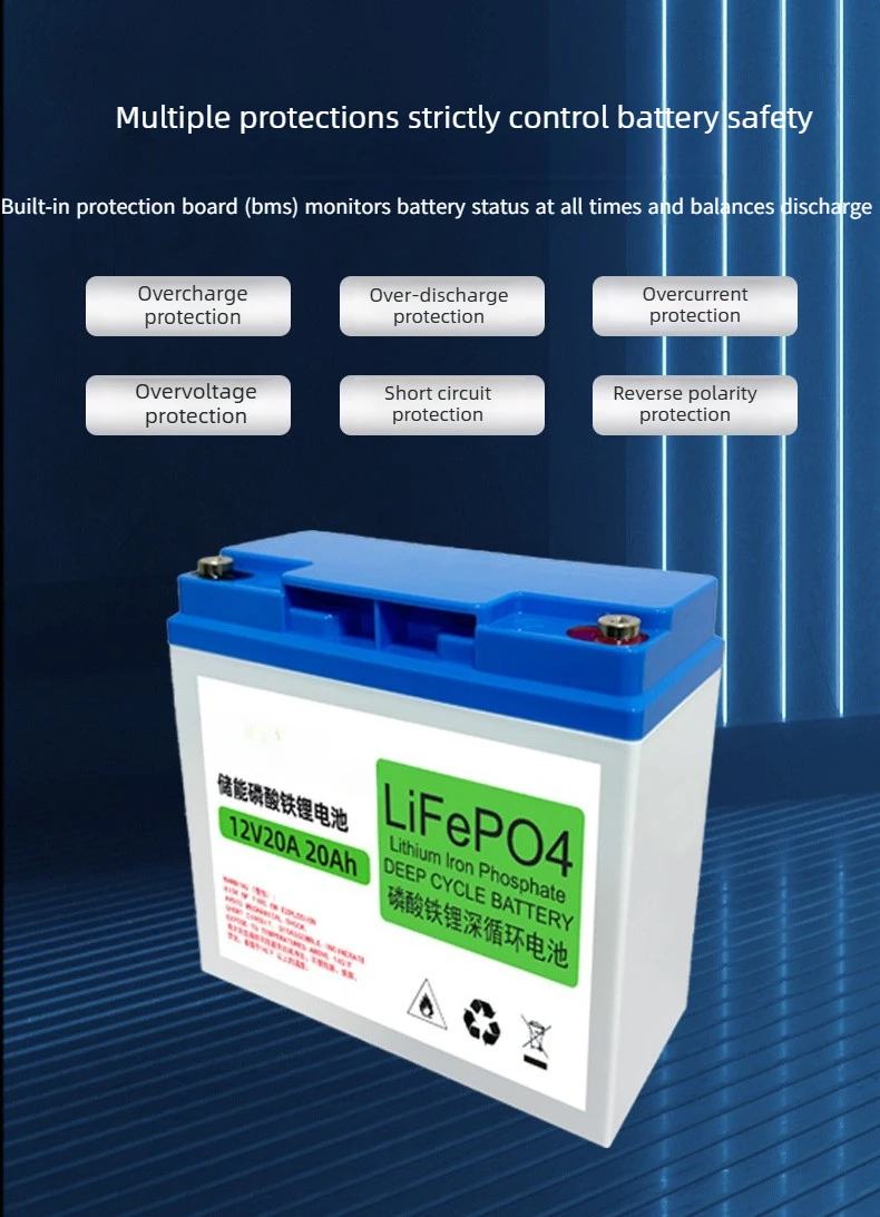 12V 20Ah LiFePO4 Deep Cycle Solar Battery Energy Storage Battery for RV Off-Grid