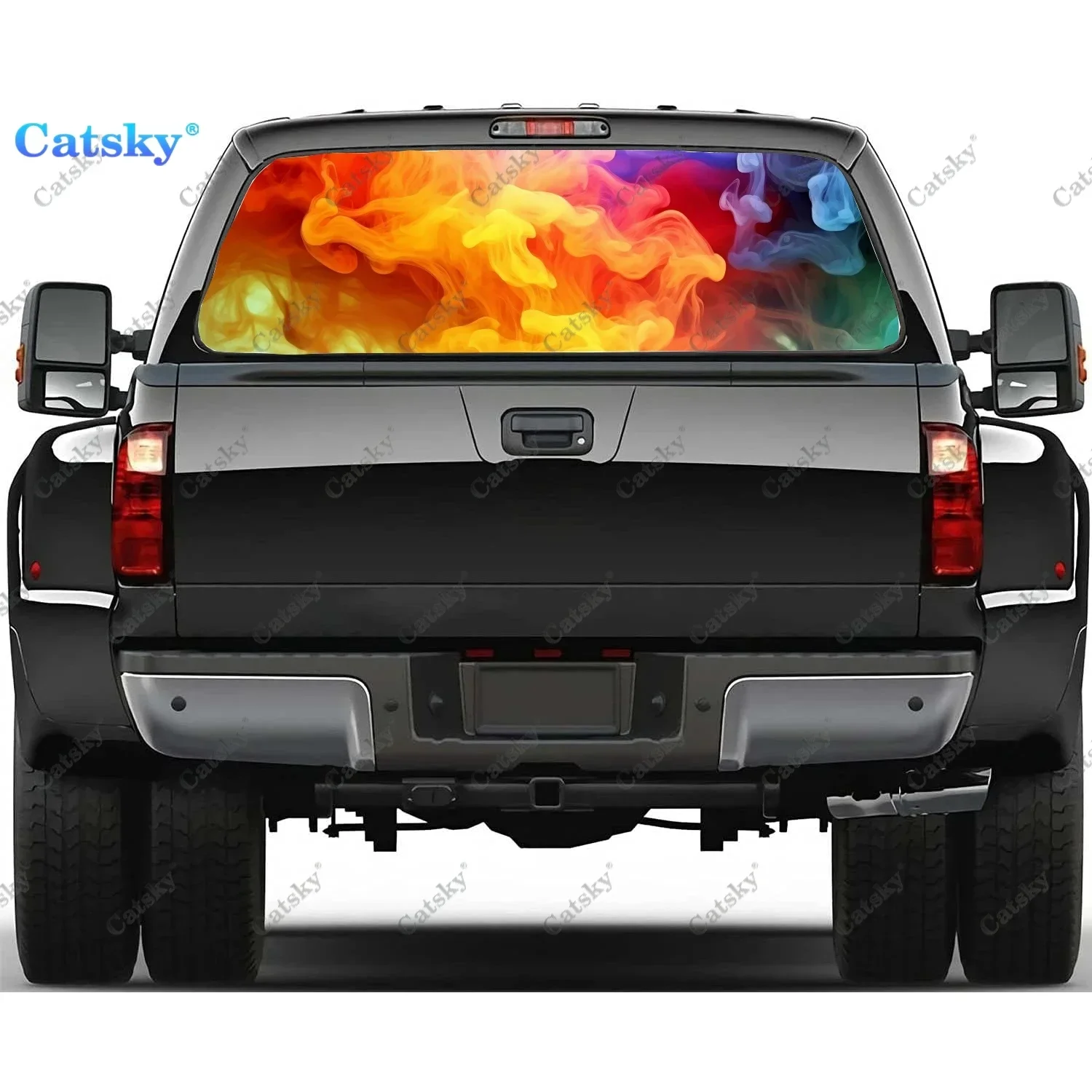 

Colorful Cloud of Smoke Rear Window Decal Fit Pickup,Truck,Car Universal See Through Perforated Back Window Vinyl Sticker