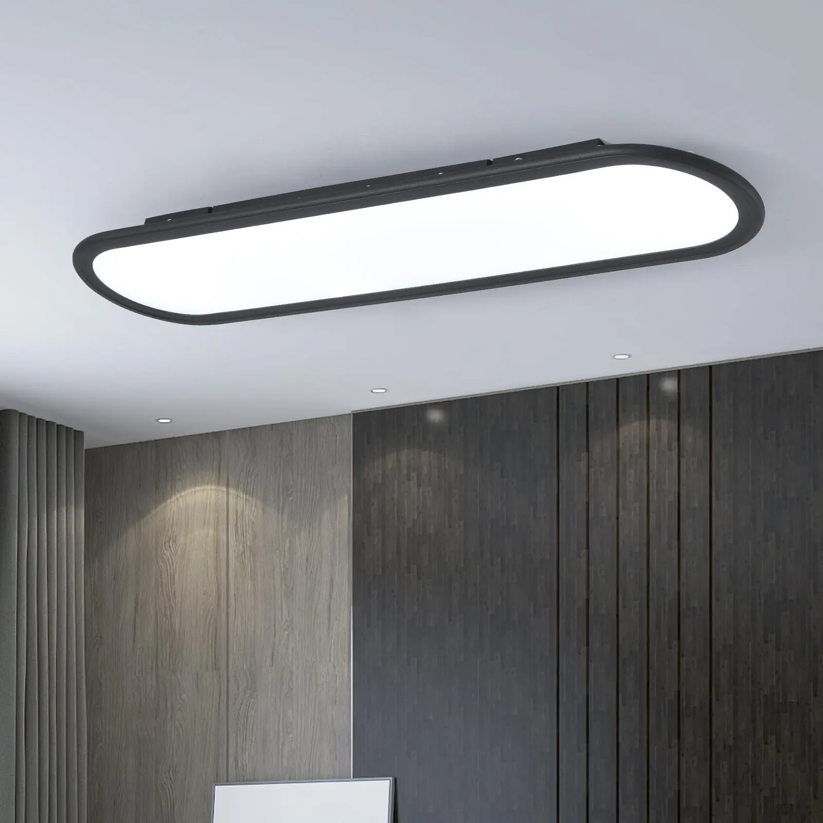 

LED Ceiling Light, Long Ceiling Lamp Modern Ultra Slim Ceiling Light with White Light for Bedroom Kitchen Closet Hallway Black