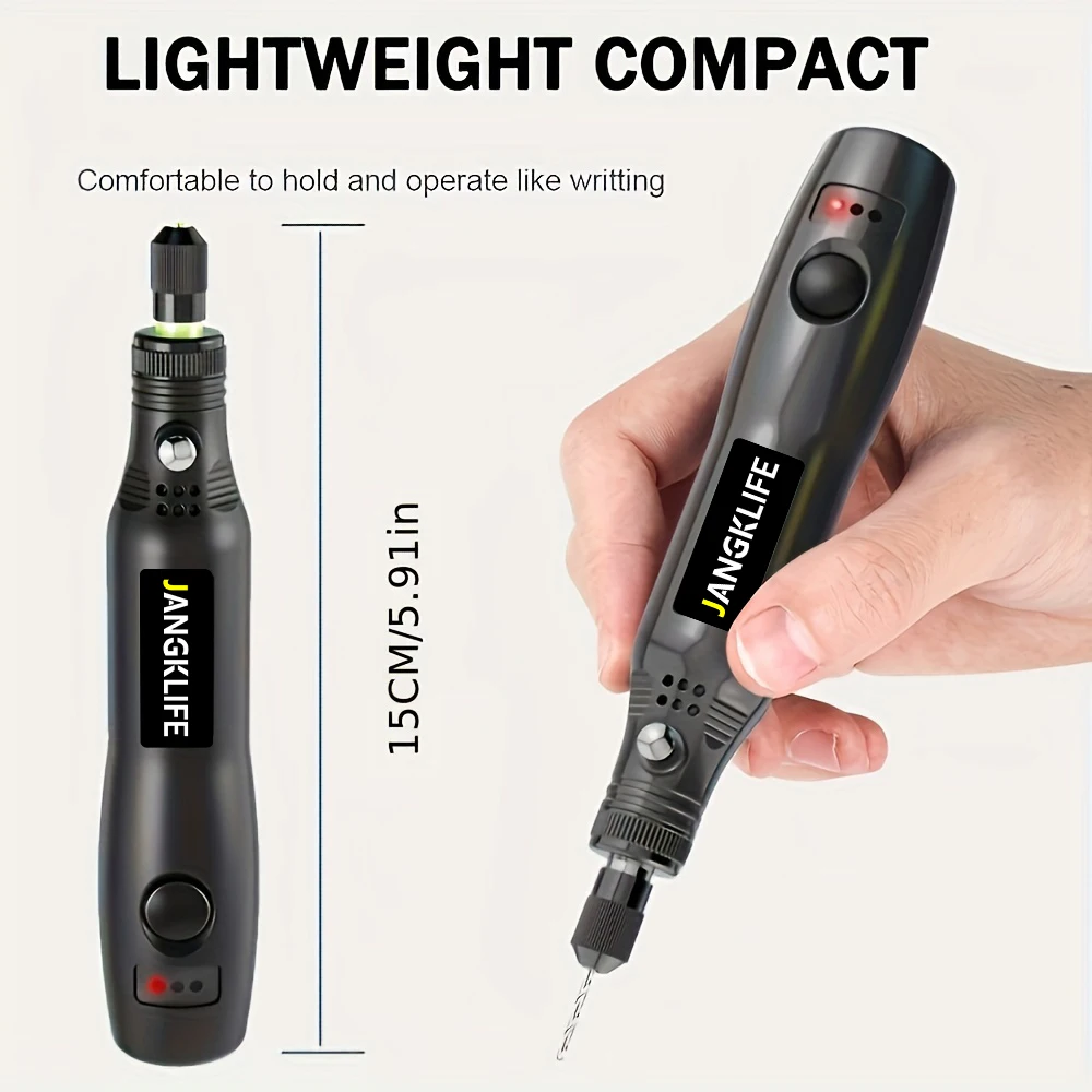 JANGKLIFE USB Cordless Rotary Tool Kit Holzbearbeitung Gravur Stift DIY Für Schmuck Metall Glas Mini Drahtlose Bohrer – Detail 1