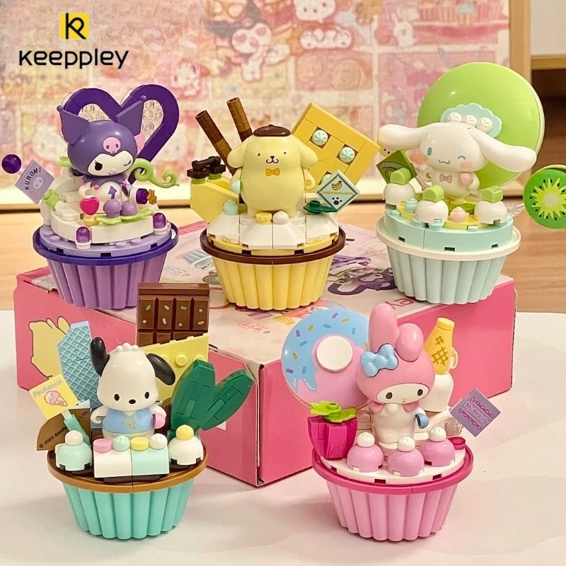 KEEPPLEY 빌딩 블록 Kuromi 마이 멜로디 Sanrio 시리즈 작은 입자 어린이 조립 장난감 데스크탑 장식 휴일 선물