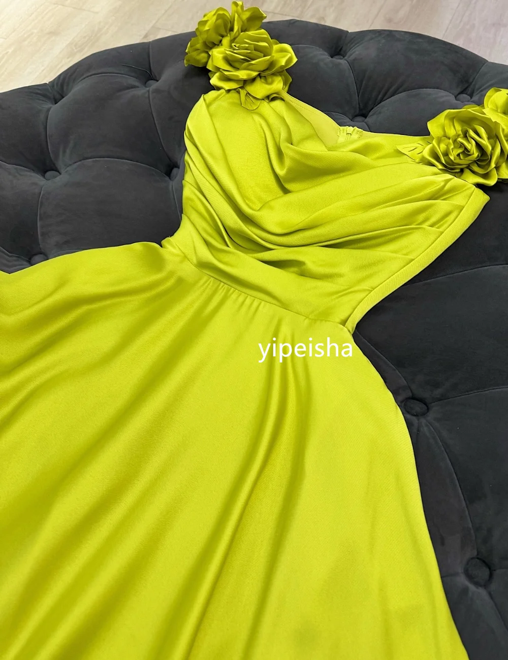 Fashion Pleat Handmade Flower A-line Square Neck Long Dresses Cocktail Dresses Sizes Available Exquisite Modern Style