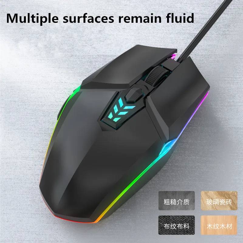 Wired Gaming Mouse 1600 DPI Optical 6 Button With RGB BackLight USB Mouse Mute Mice for Desktop Laptop Computer Gamer