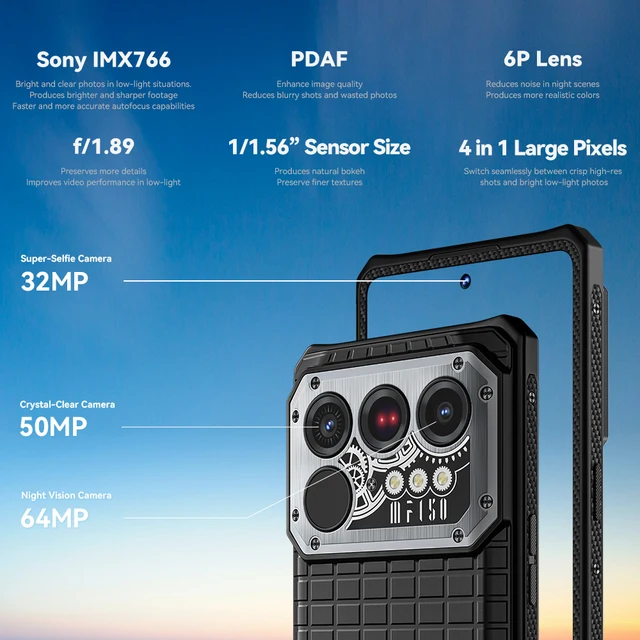 IIIF150 Raptor 5G Smartphone robuste Android 14 téléphone portable 6.78 ''120Hz AMOLED affichage 16GB + 512GB 50MP 65W 10000mAh téléphone 3