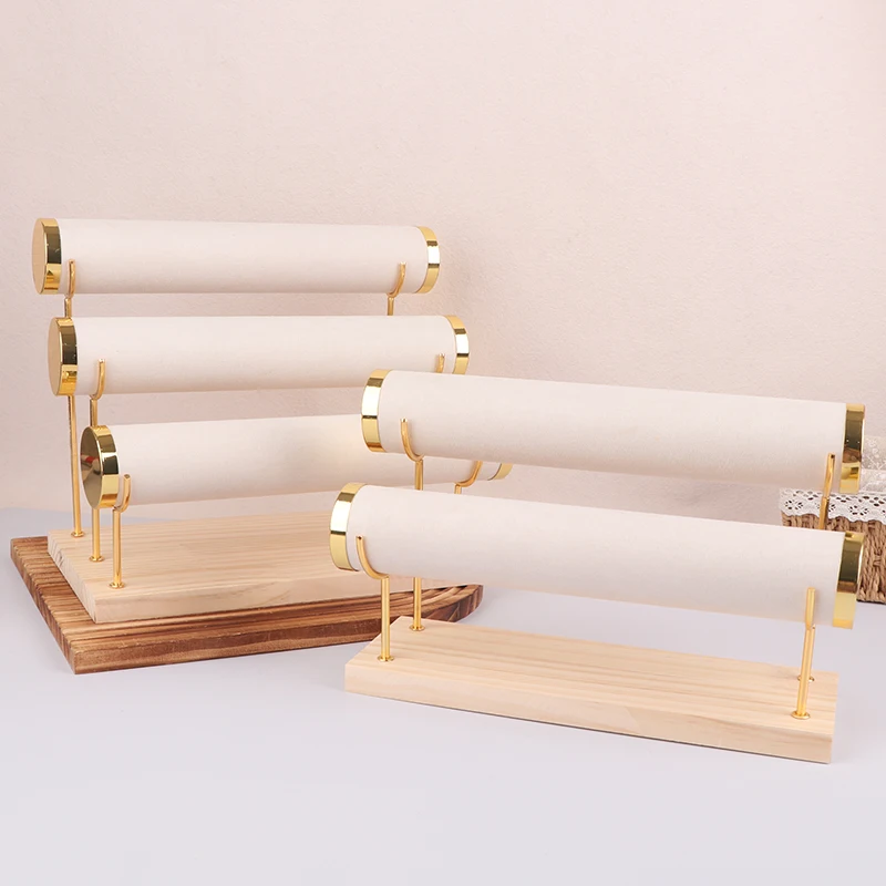 1/2/3-Layer Jewelry Display Stand Wooden Jewelry Bracelet Watch Display Holder For Women Men Gift