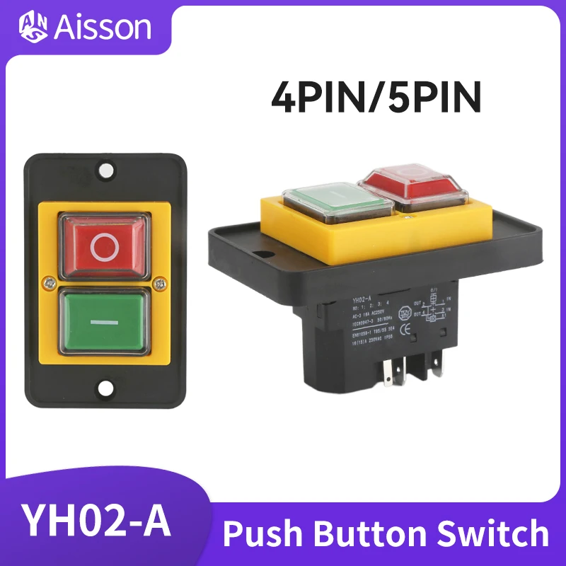 Interruptor Eletromagnético Botão de Partida Grande Painel para Máquina-ferramenta Equipamento Impermeável Yh02-a 110v 220v