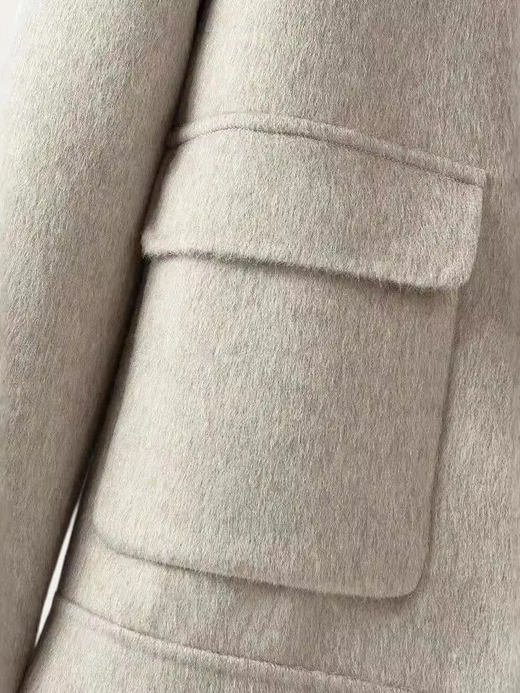 Italian Sle Thiened Double-Faced Wool And Camere Jaet Men's ort Collarl Coat Autumn Winter Warm Stand Fit Coat