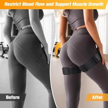 Booty Bands, Blood Flow Restriction Bands for Women/Men, Adjustable BFR Training Bands for Glutes & Hip Building, Occlusion 4