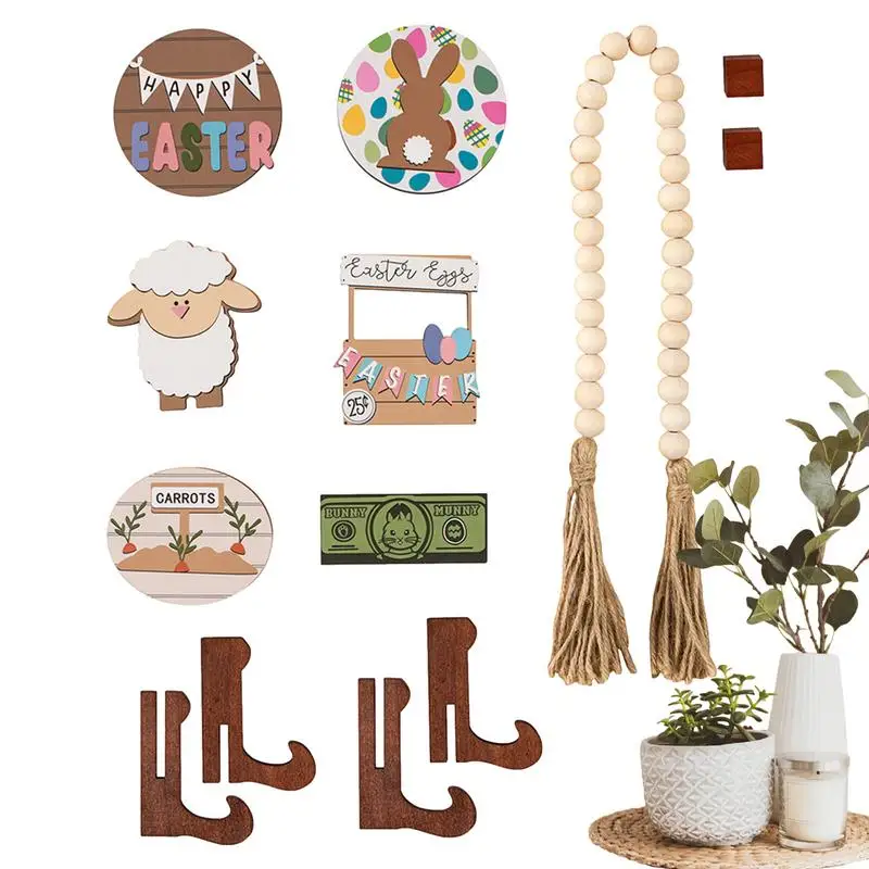 

Весеннее Многоярусное семейное пасхальное деревянное блочное украшение, художественное эстетическое украшение «сделай сам» для обеденных столов, письменных столов, шкафов