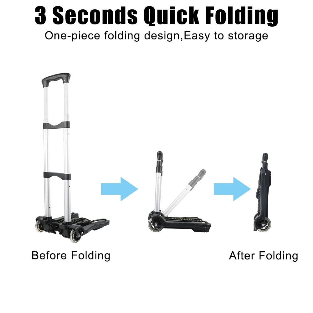 Hand Sack Foldable Barrow Folding Luggage Cart For Home Travel Shopping Two-wheel Trolley Portable Heavy Duty