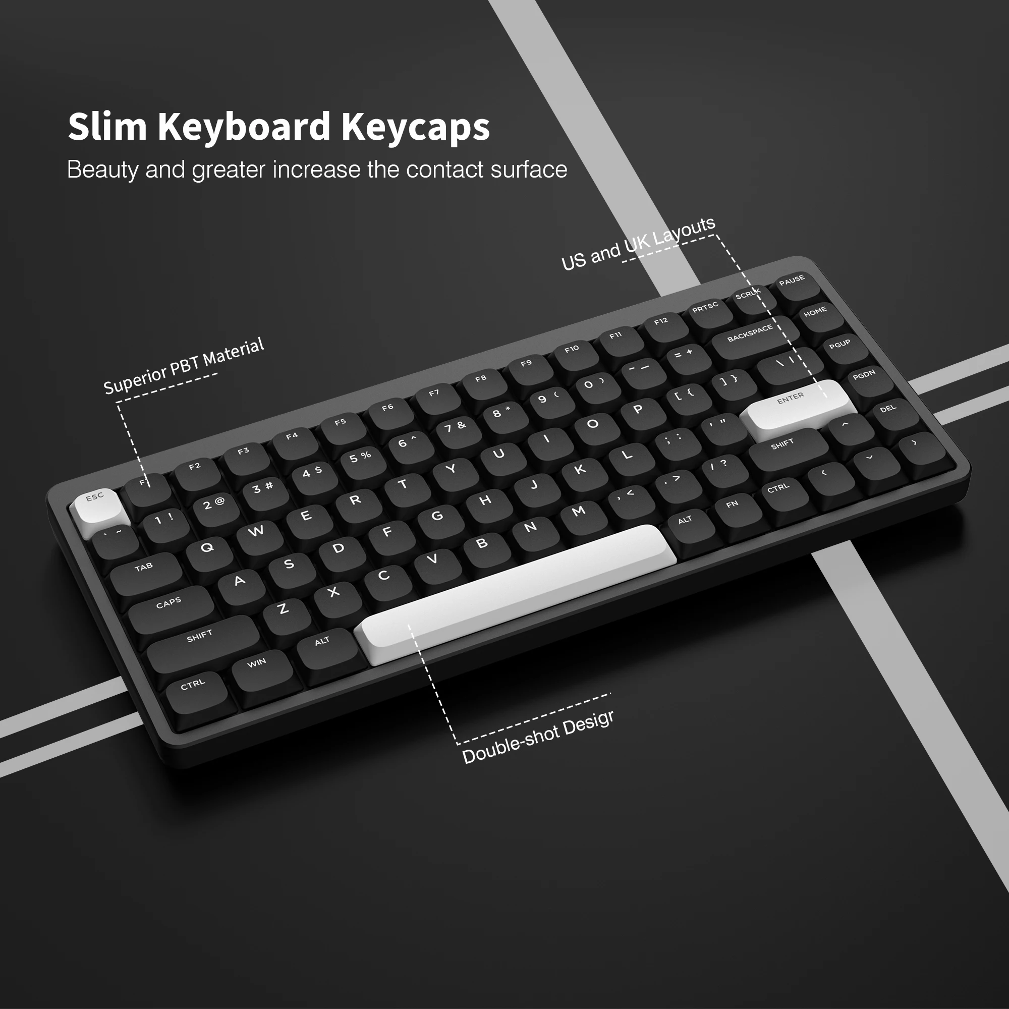 Pbt Keycaps para Teclado Mecânico Gamer Low Profile Wob Slim Double Shot Gateron Cherry mx Switch 60 65 75 Chave 129 - Imagem 6