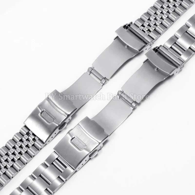 Luxury Stainless Steel Watch Strap with Curved End - Jubilee Design Bracelet