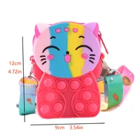 Girls silicone cute animal bag messenger bag coin purse kids stress relief pop toy stress relief bubble fun small gift shoulder 5